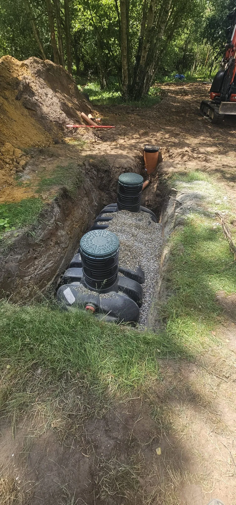 Septic tank or sewage treatment plant installation in progress