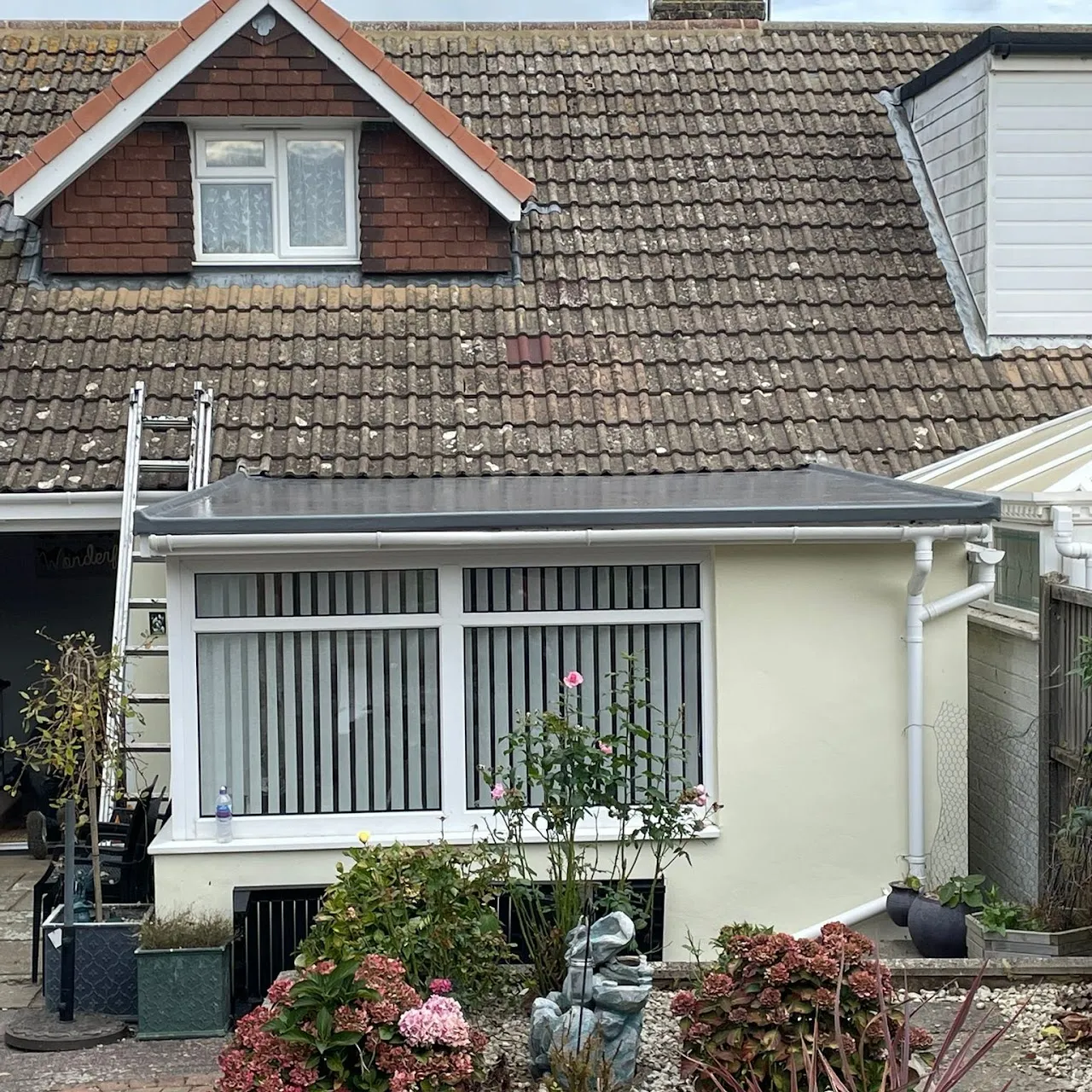 Professional GRP flat roof installation on a home extension in Kent
