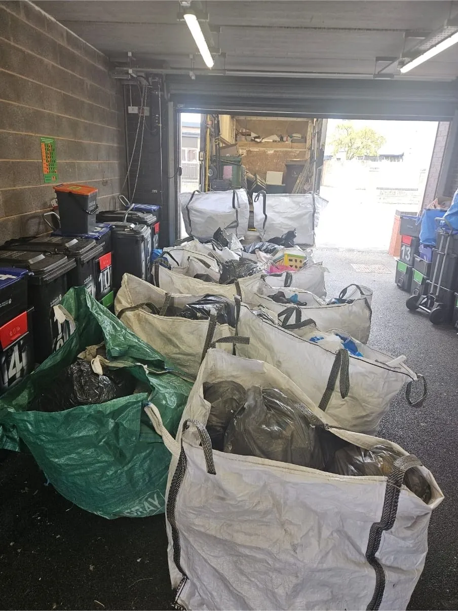 Bulk bags overflowing with collected household and property clearance waste, showcasing efficient rubbish removal and disposal services by Llandudno Rhos on sea House Clearance & Rubbish Removals in North Wales.