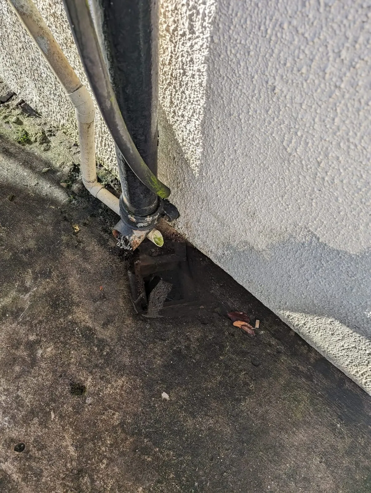 Outdoor drain gully with pipes