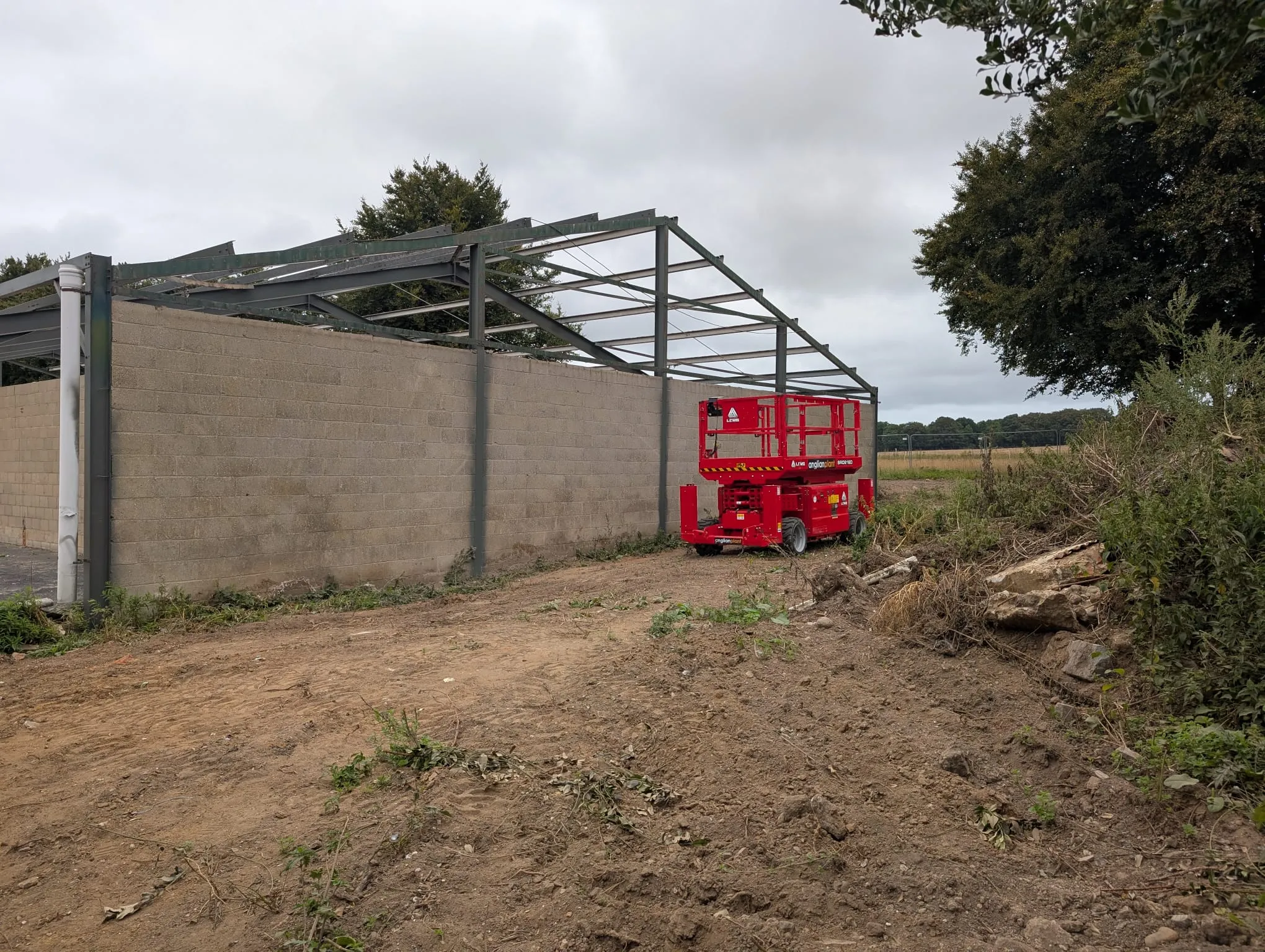 Industrial building in Norfolk undergoing asbestos roof removal.