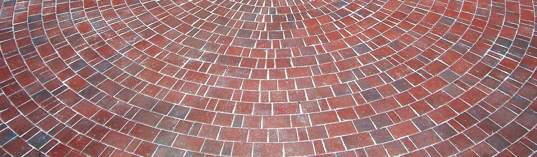 Circular pattern red block paving