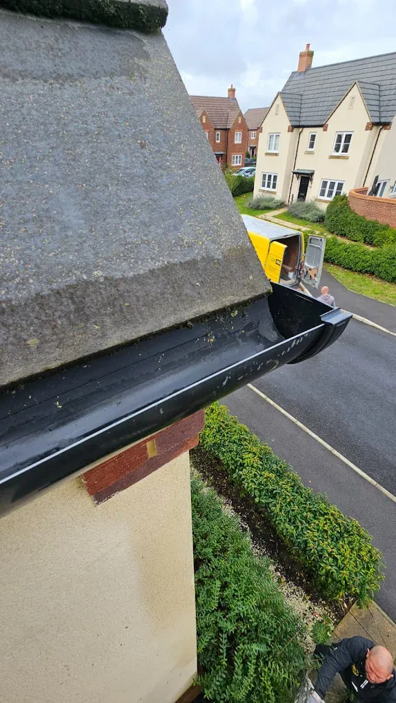 Blocked gutter on a house
