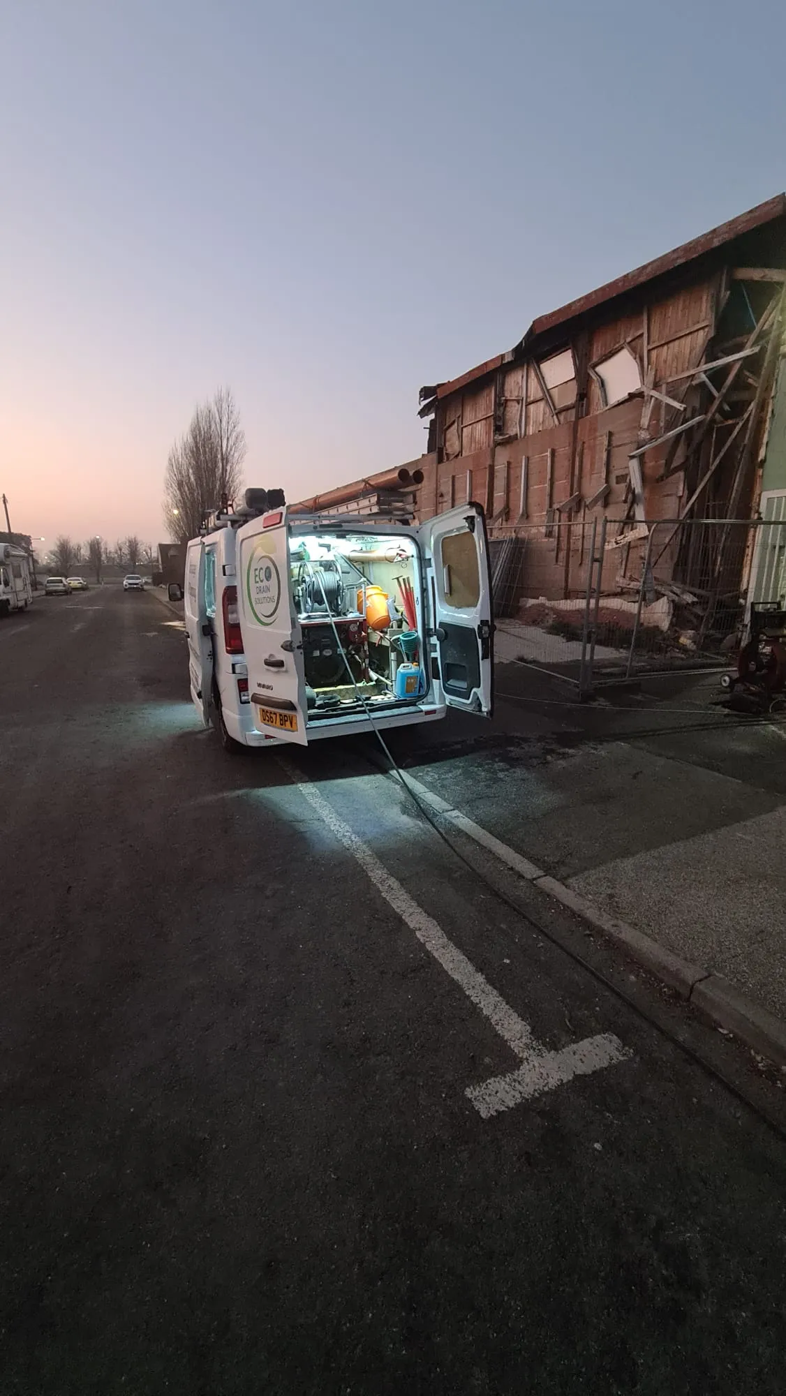 Eco Drain Solutions Ltd van with drain jetting equipment inside, ready for a job.