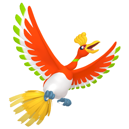 Ho-oh - Fire/Flying type Pokemon from  with stats, moves, and evolution data
