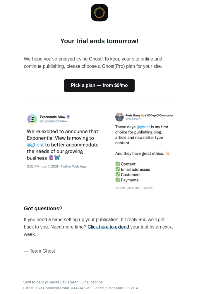 Your Ghostpro Trial Is Ending