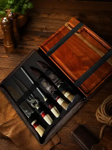 Estuche en Cuero para Cuchillos y Tabla 32x45 - Linea Montana