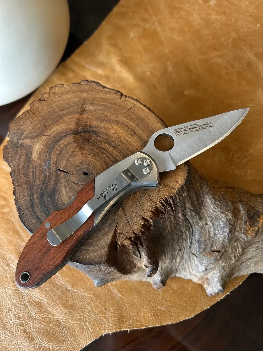 Navaja Cimo Heeler Mango en Madera con Clip - Ref. 9440/3-MAD