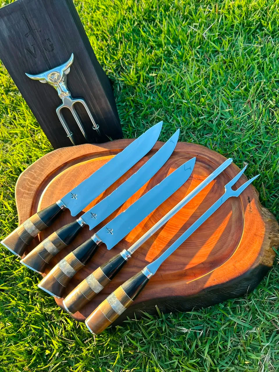 Cepo Artesanal Valgran - Set de Cuchillos + Tenedores + Chaira