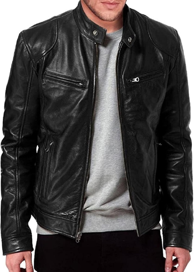 Men's Leather Jacket with Detachable Hood – Timeless Style, Built for Comfort