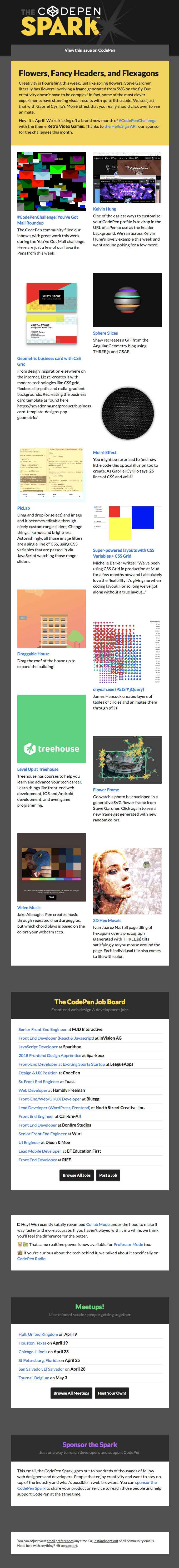 The Codepen Spark Flowers Fancy Headers And Flexagons