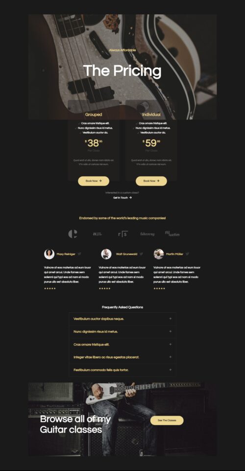 Music Lessons Pricing