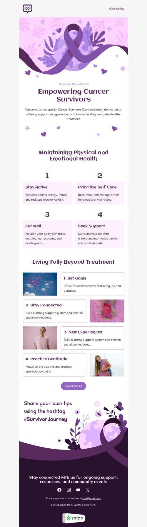 Cancer Survivors Day email template "Newsletter special edition" for publications & blogging industry