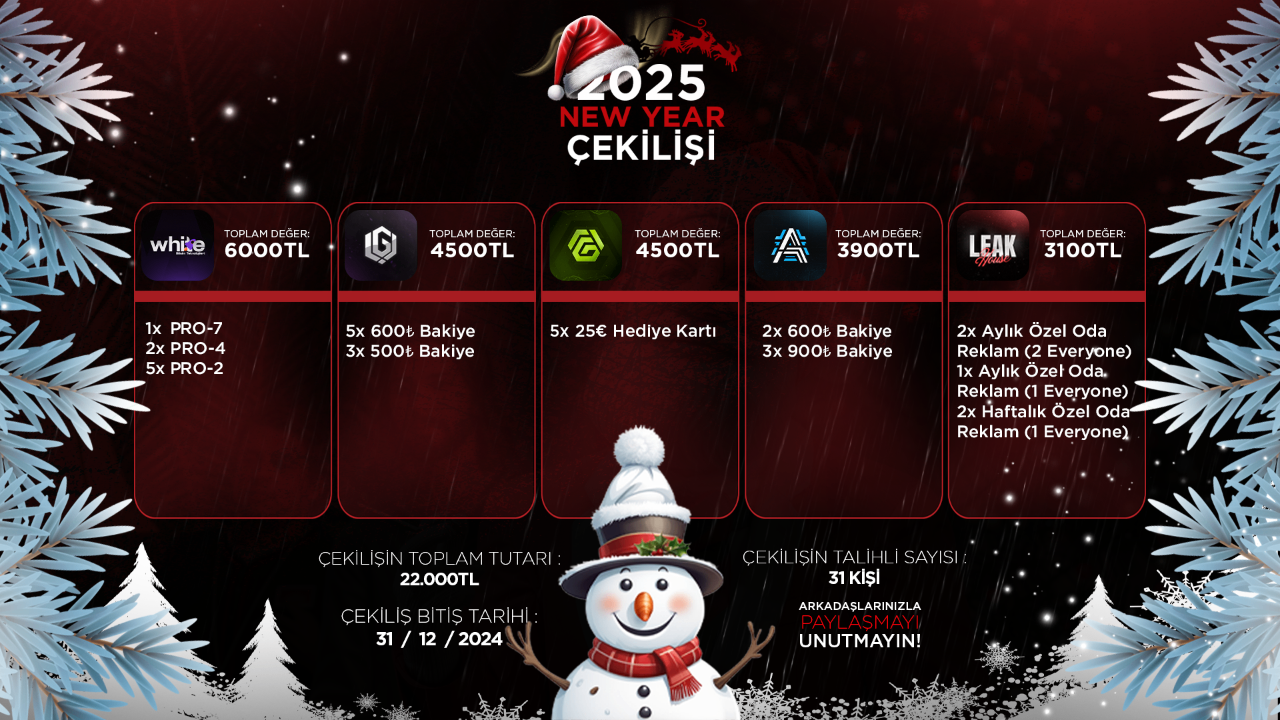 2025 Yeni Yıl Çekilişi | 22000₺ + Ödül