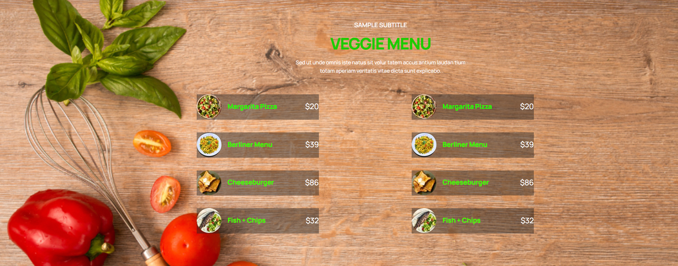 Pricing Menu 804