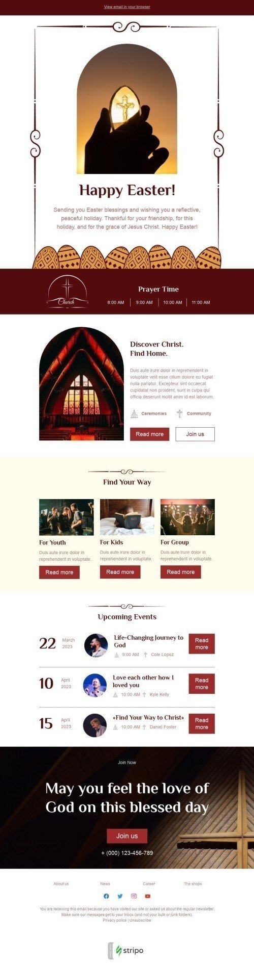 Easter Email Template "Find your way" for Church industry
