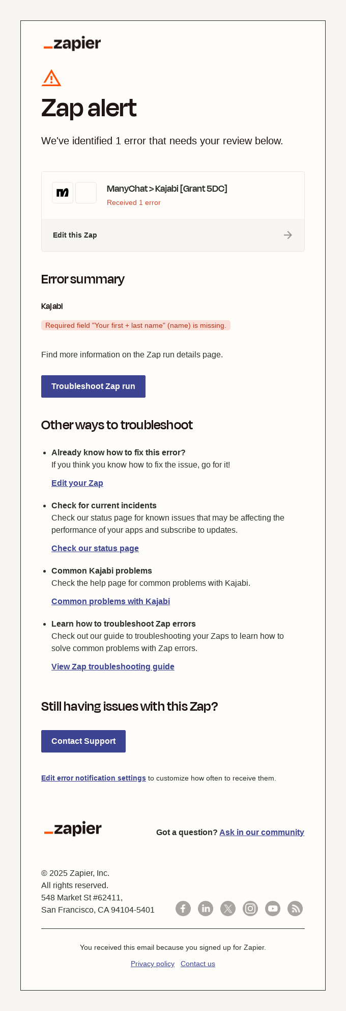 Alert Possible Error On Your Manychat Kajabi