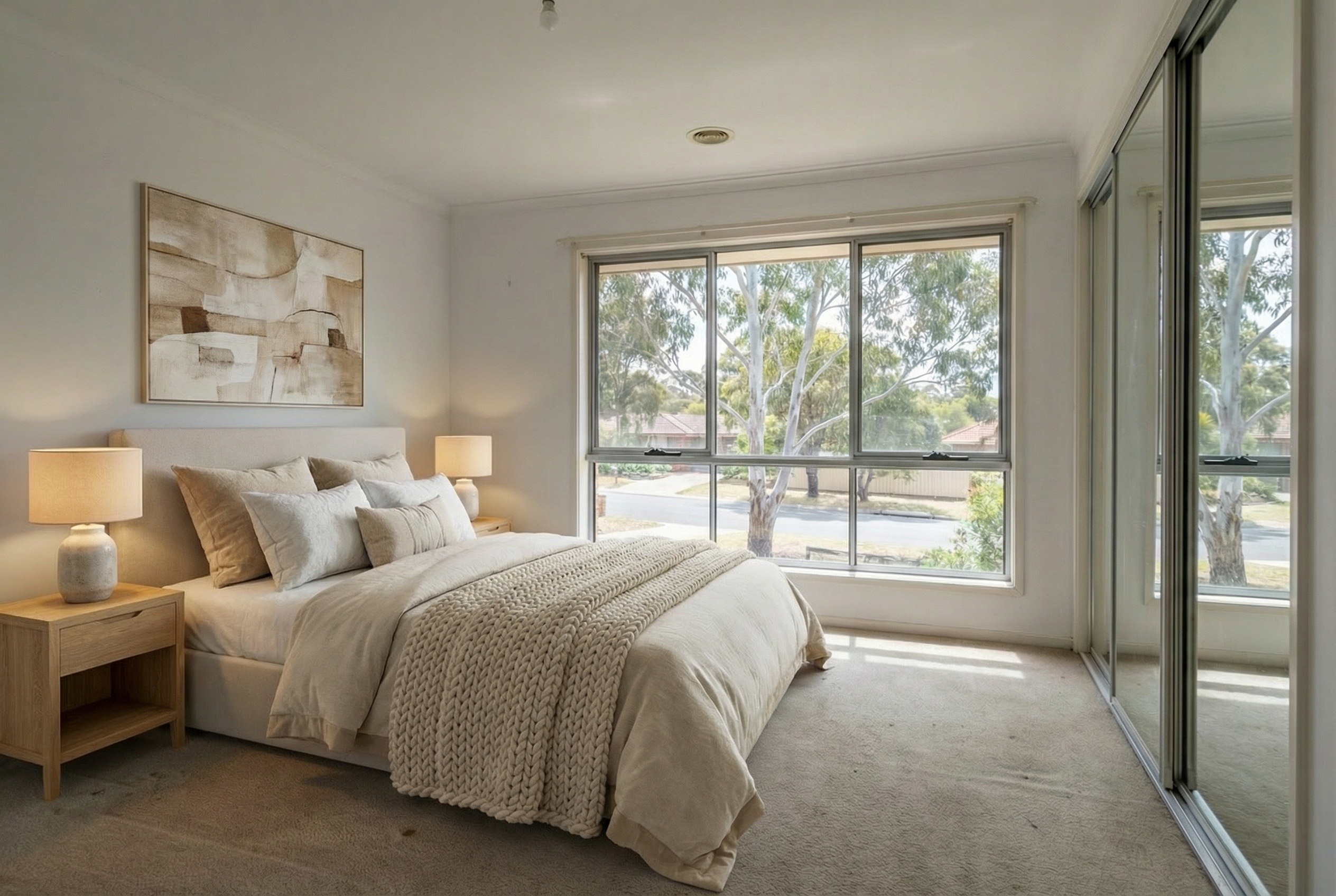 Master bedroom after virtual staging - Scandinavian style - ebook version