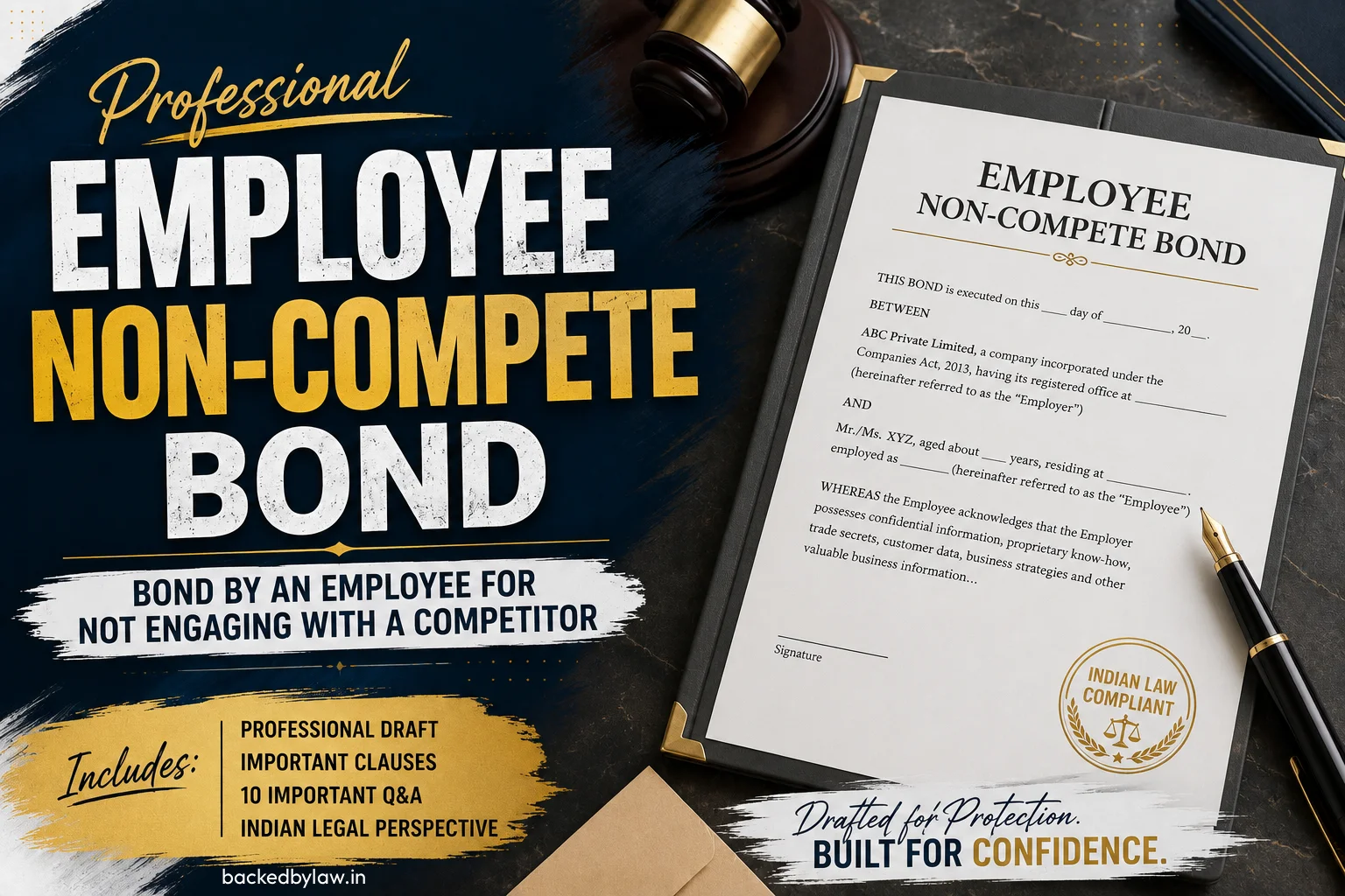 Download a professionally drafted Employee Non-Compete Bond format with clauses, legal questions and answers, drafting guide, and Indian legal perspective.