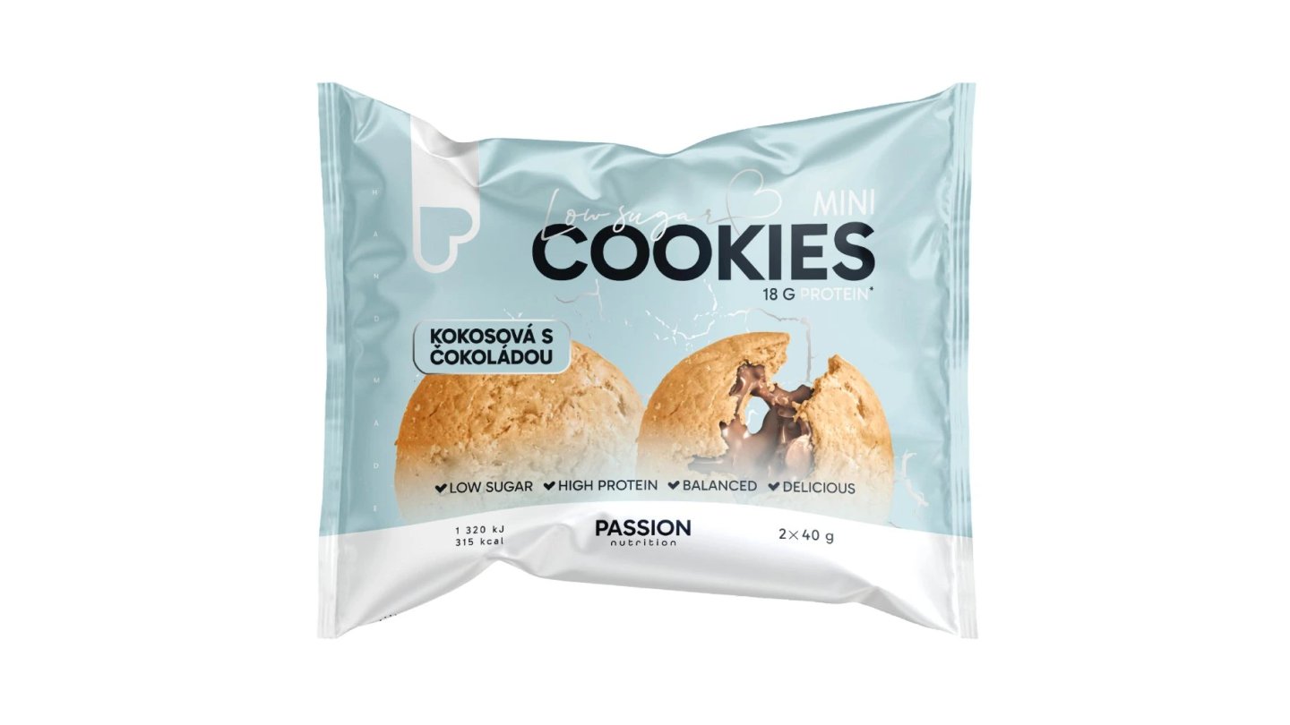 Passion Low sugar cookies Kokosová s čokoládou Mini 2x40g