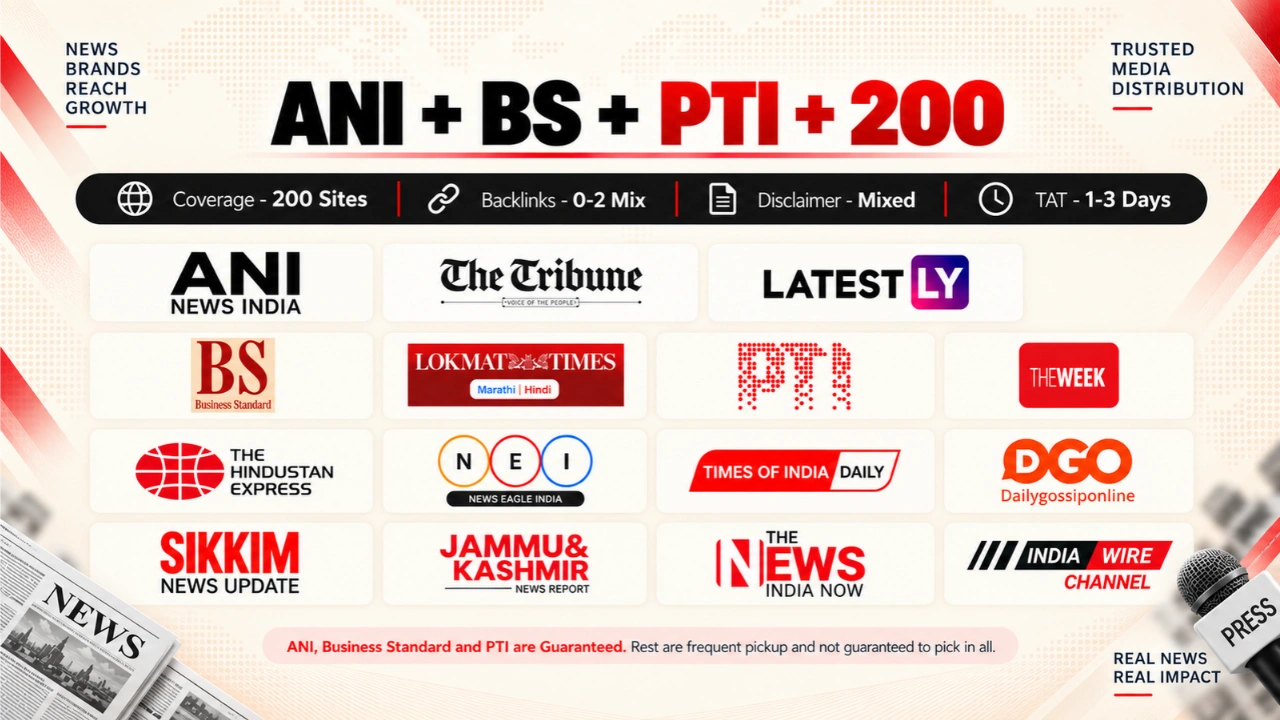 ANI + Business standard + PTI + 200 News Sites