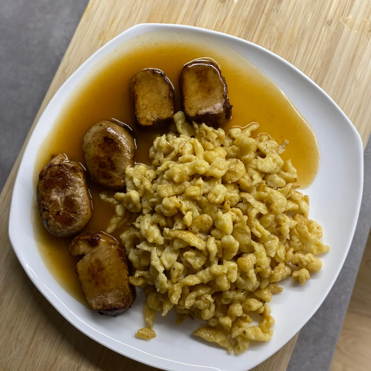 Spätzle with Pork Tenderloin Recipe - Rocely