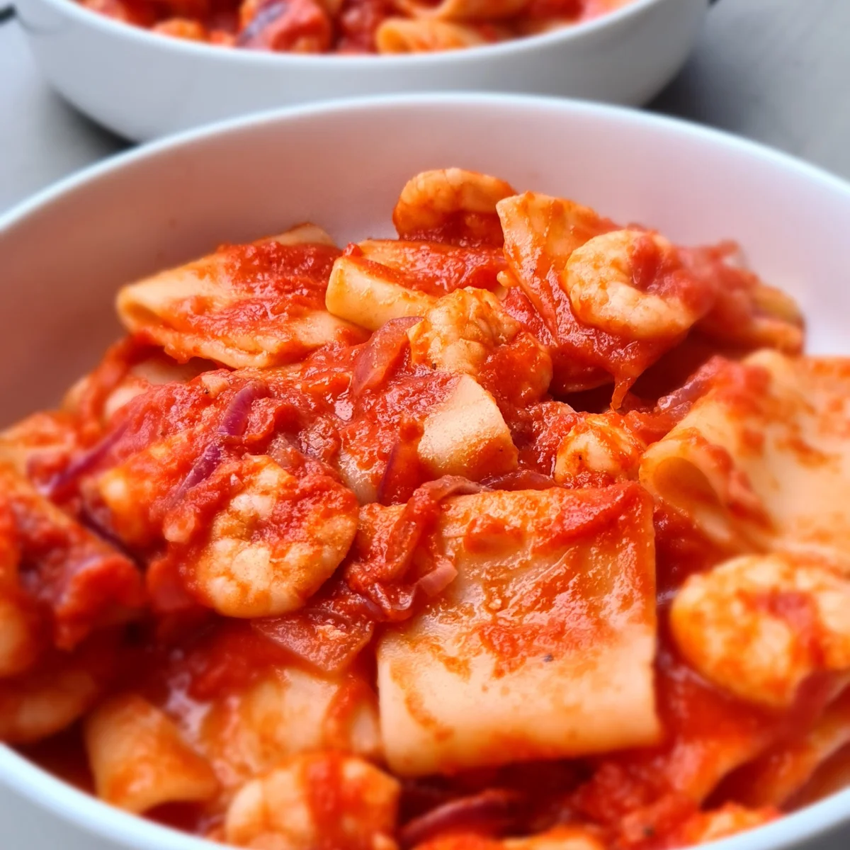 Paccheri with Shrimps and Tomato Sauce Recipe - Rocely