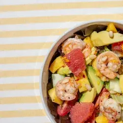 Garnelen-Sommersalat mit Grapefruit-Dressing und Mango