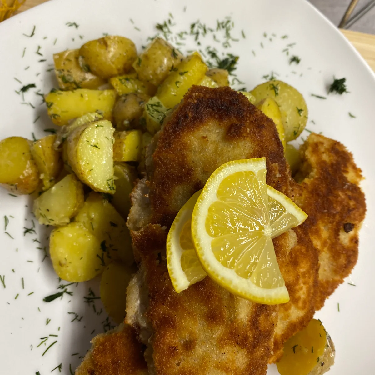 Schnitzel with Potatoes Recipe - Rocely