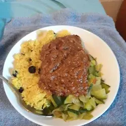 Perzische rijst met uien saus