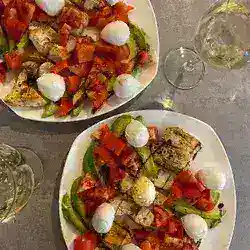 Chicken Bites with Avocado Caprese Salad Recipe - Rocely