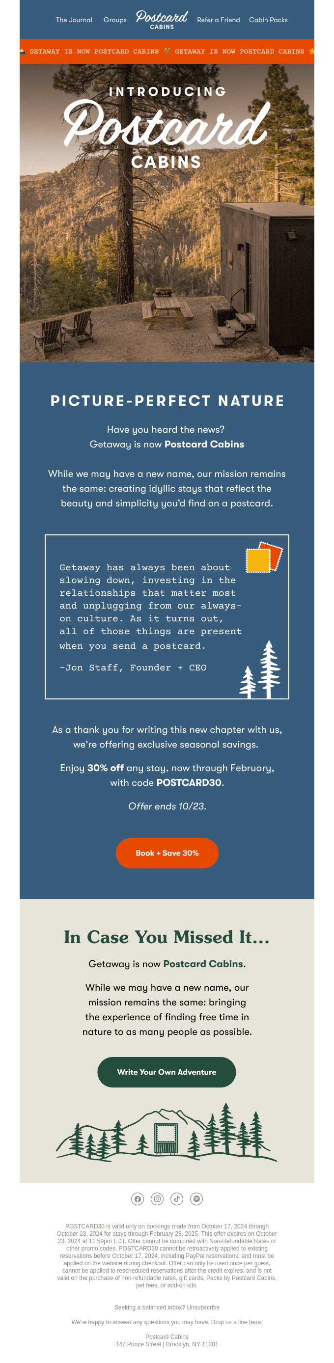 Greeting From Postcard Cabins
