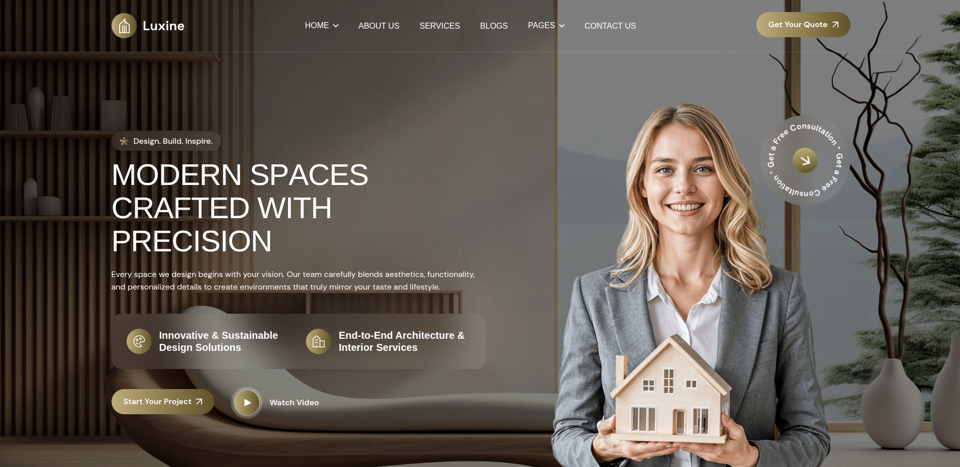 Luxine Interior Design Studio Website project screenshot 3