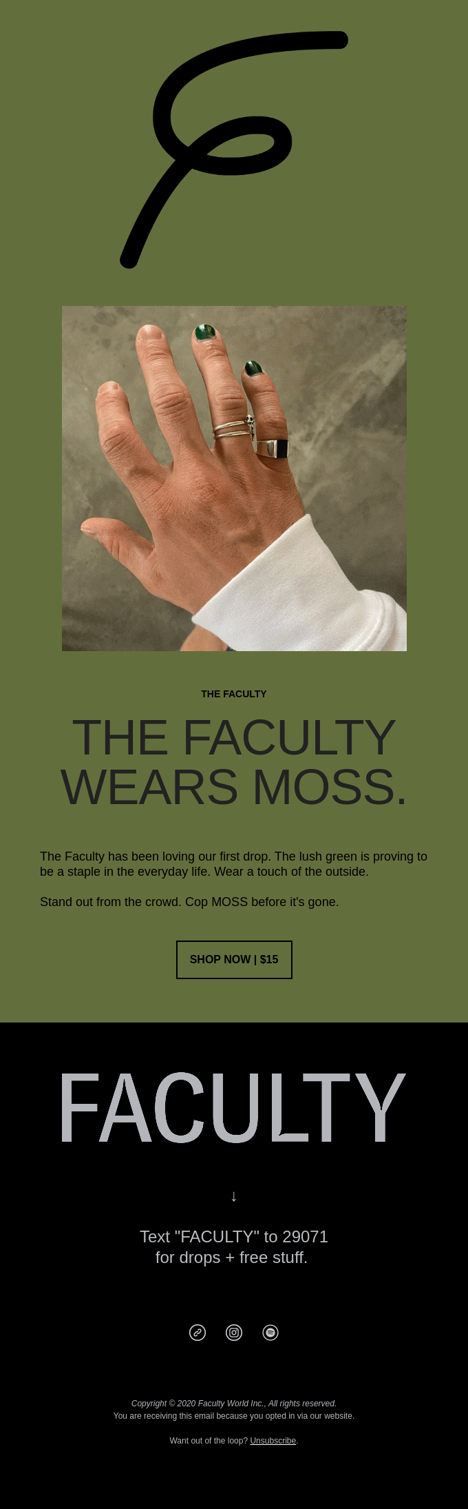 The Faculty Wearing Moss
