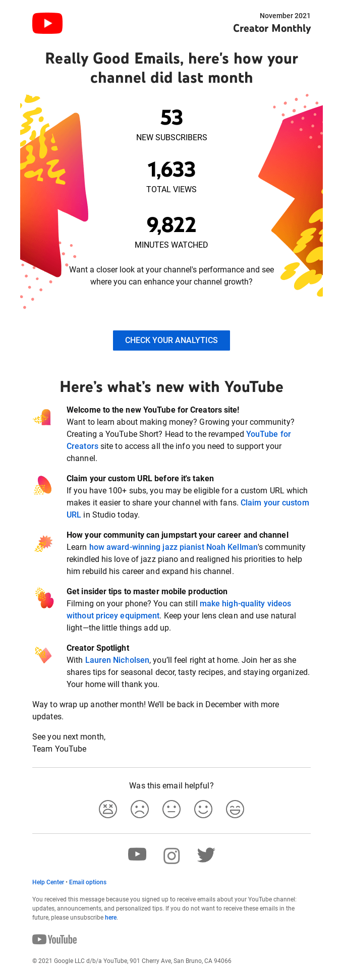 Really Good Emails Get Tips For Success From The November Creator Monthly Newsletter