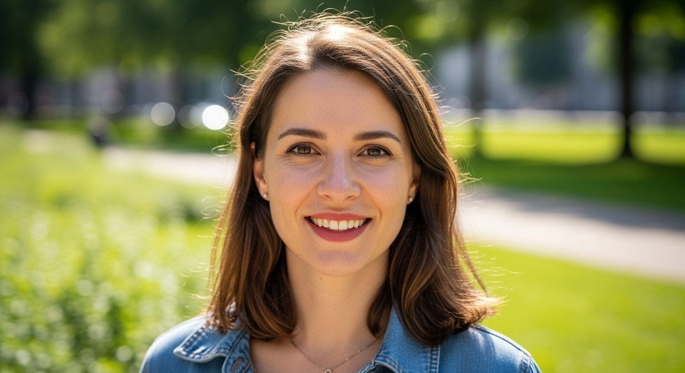 Outdoor-Porträt von Julia K., natürliches Licht