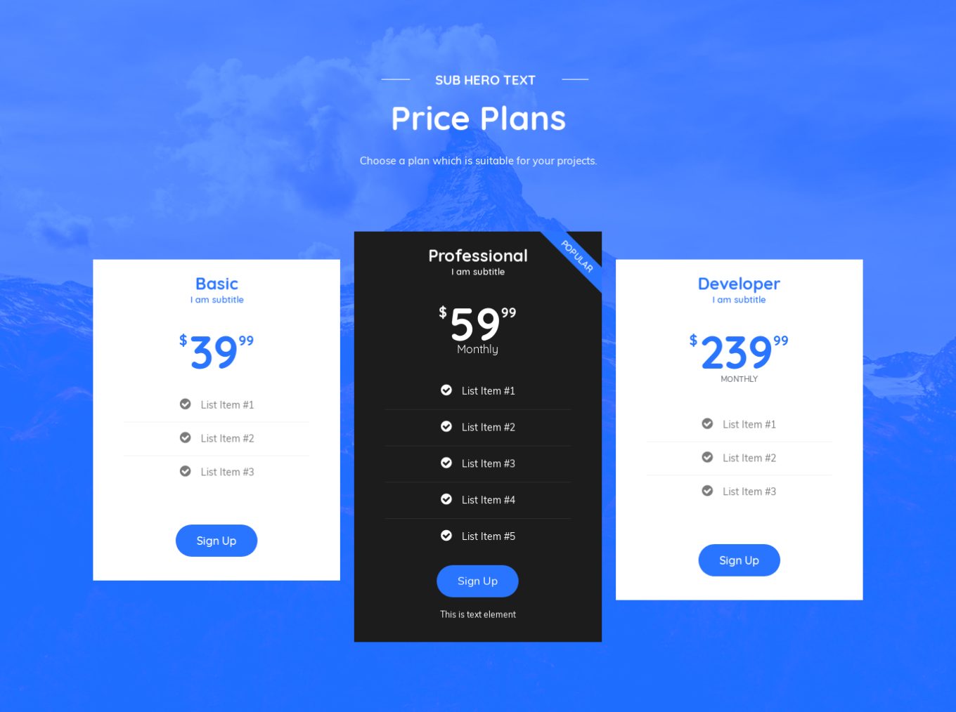 Pricing Table 6