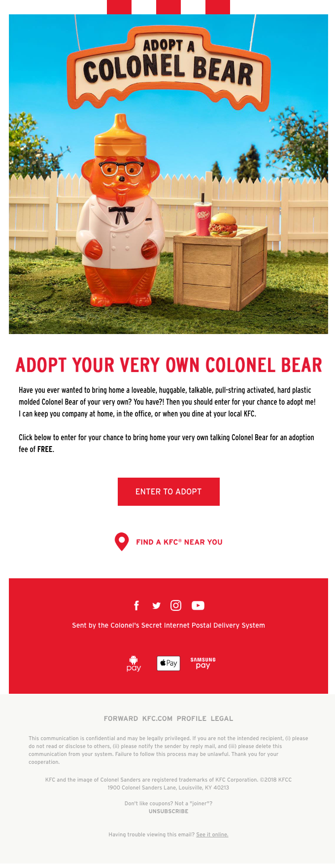 Last Chance To Get Your Free Talking Colonel Bear Figurine