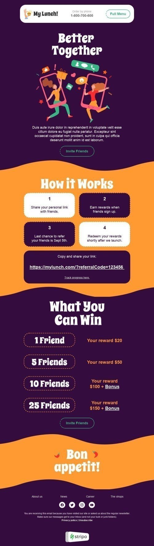 Referral Email Template “Better Together” for Food industry