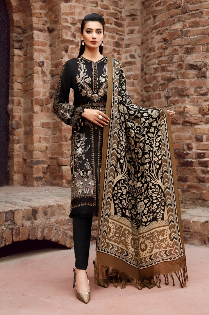 MARIA B  PREMIUM DHANAK 3pc Suit Black