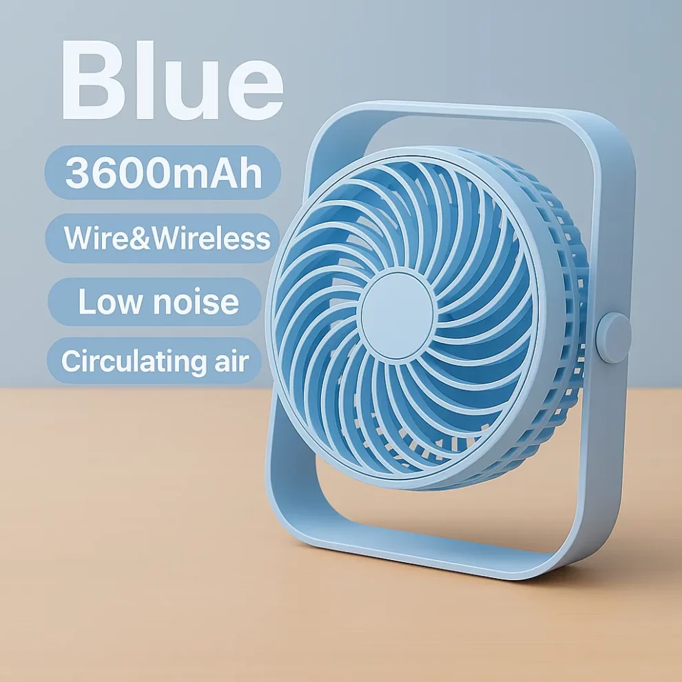 RTAKO D06 Desktop Dual-Layer Circulating Fan – Blue alt