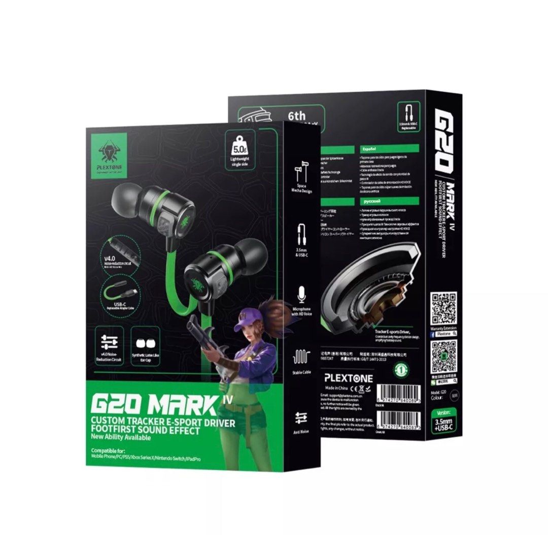 Plextone G20 Mark IV Gaming Earphone with Dual Input (3.5mm & Type-C) alt
