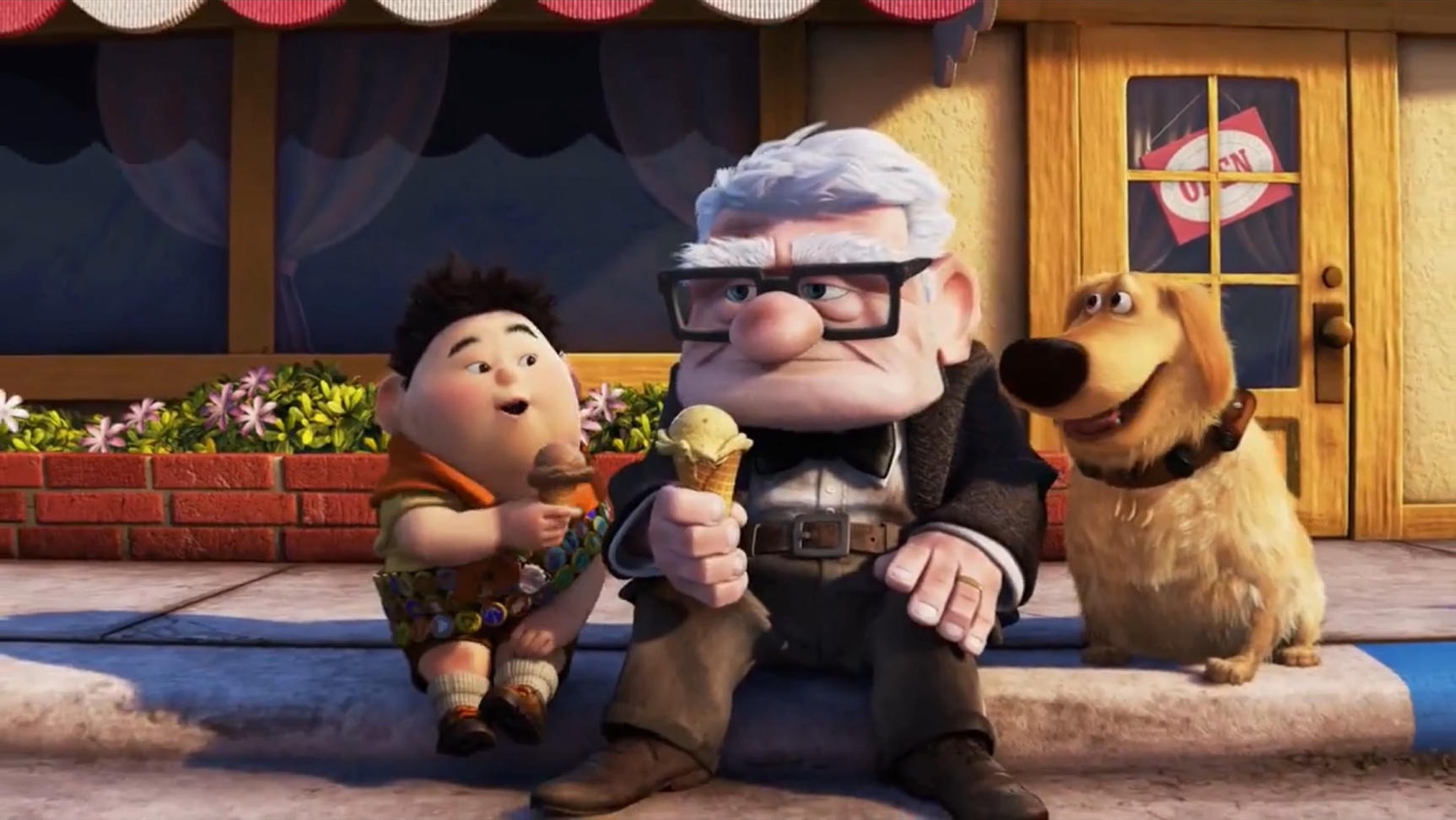 Up - Frame del film - Carl, Russel e Dug
