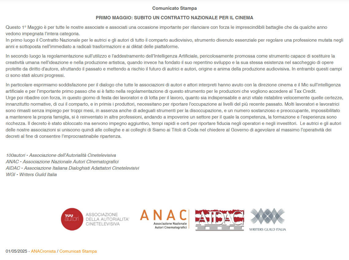 Manifesto ANAC - Testo