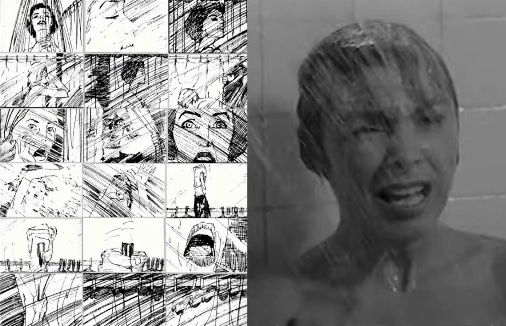 Cos'è uno storyboard: Esempio Psycho
