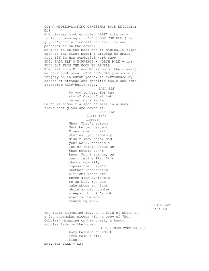 Sceneggiatura Elf - Un elfo di nome Buddy - Pagina uno