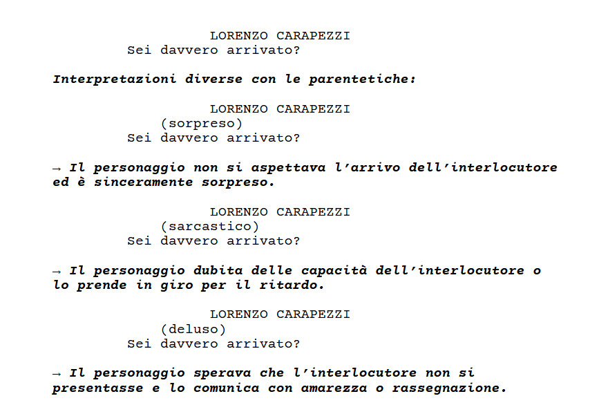 Cosa sono le parentesi in sceneggiatura - Pronuncia