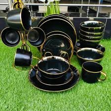 24pcs Gold rimmed trendy dinner set 3