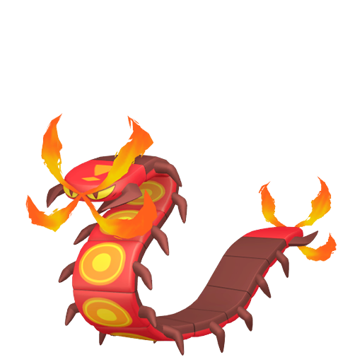 Centiskorch - Fire/Bug type Pokemon from Pokemon Sword and Shield with stats, moves, and evolution data