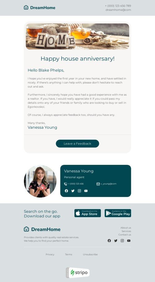 Follow-up email template "One-year follow-up" for real estate industry
